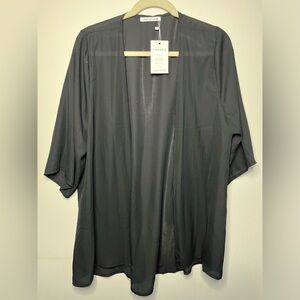 Women’s Black PINKMSTYLE Cover Up Pool Beach Short Sleeve Kimono Size M NWT